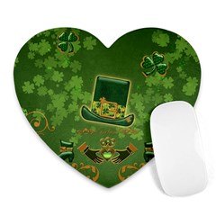 Happy St  Patrick s Day With Clover Heart Mousepads by FantasyWorld7