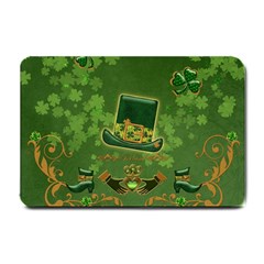 Happy St  Patrick s Day With Clover Small Doormat  by FantasyWorld7