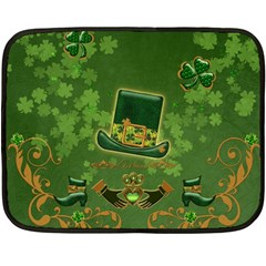 Happy St  Patrick s Day With Clover Fleece Blanket (mini) by FantasyWorld7