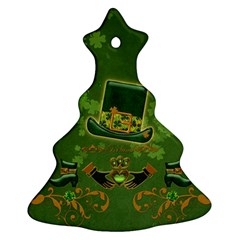 Happy St  Patrick s Day With Clover Ornament (christmas Tree)  by FantasyWorld7