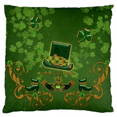 Happy St  Patrick s Day With Clover Standard Flano Cushion Case (two Sides) by FantasyWorld7