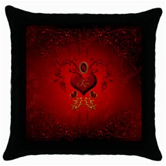 Wonderful Hearts, Kisses Throw Pillow Case (black) by FantasyWorld7