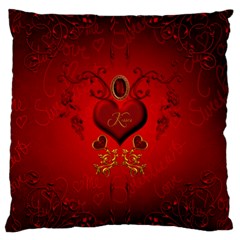 Wonderful Hearts, Kisses Large Cushion Case (two Sides) by FantasyWorld7