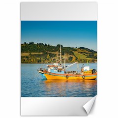 Fishing Boat At Lake, Chiloe, Chile Canvas 24  X 36  by dflcprints