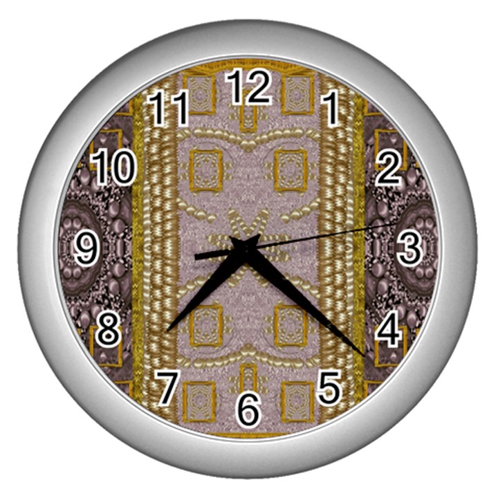 Gothic In Modern Stars And Pearls Wall Clocks (Silver) 