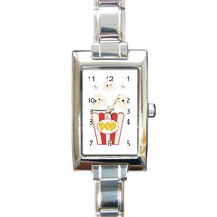 Cute Kawaii Popcorn Rectangle Italian Charm Watch by Valentinaart