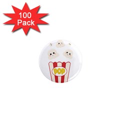 Cute Kawaii Popcorn 1  Mini Magnets (100 Pack)  by Valentinaart