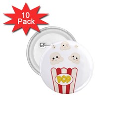 Cute Kawaii Popcorn 1 75  Buttons (10 Pack) by Valentinaart