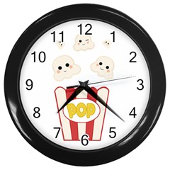 Cute Kawaii Popcorn Wall Clocks (black) by Valentinaart