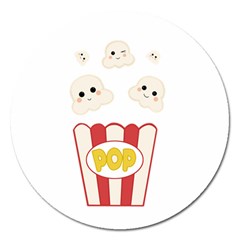 Cute Kawaii Popcorn Magnet 5  (round) by Valentinaart