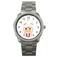 Cute Kawaii Popcorn Sport Metal Watch by Valentinaart