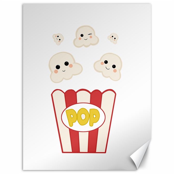 Cute Kawaii Popcorn Canvas 12  x 16  