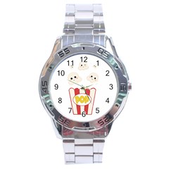 Cute Kawaii Popcorn Stainless Steel Analogue Watch by Valentinaart