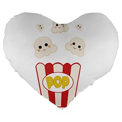 Cute Kawaii Popcorn Large 19  Premium Flano Heart Shape Cushions