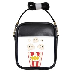 Cute Kawaii Popcorn Girls Sling Bags by Valentinaart