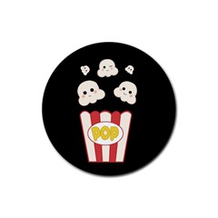 Cute Kawaii Popcorn Rubber Coaster (Round) 