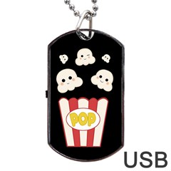 Cute Kawaii Popcorn Dog Tag Usb Flash (two Sides) by Valentinaart