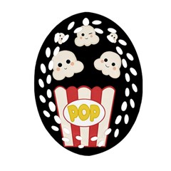 Cute Kawaii Popcorn Oval Filigree Ornament (Two Sides)