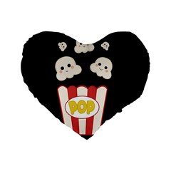 Cute Kawaii Popcorn Standard 16  Premium Flano Heart Shape Cushions