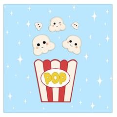 Cute Kawaii Popcorn Large Satin Scarf (square) by Valentinaart