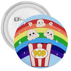 Cute Kawaii Popcorn 3  Buttons