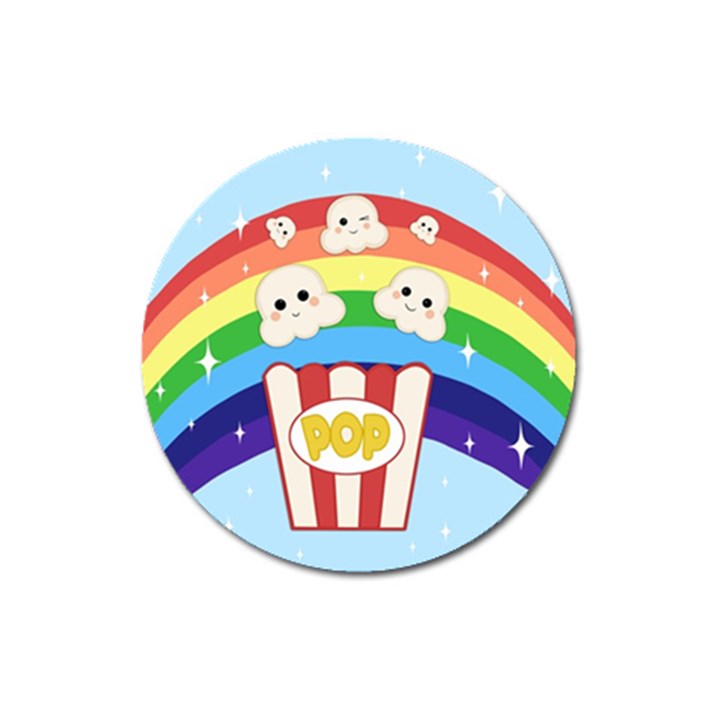 Cute Kawaii Popcorn Magnet 3  (Round)