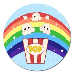 Cute Kawaii Popcorn Magnet 5  (Round)