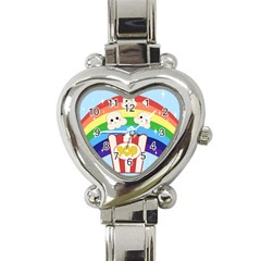 Cute Kawaii Popcorn Heart Italian Charm Watch