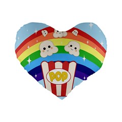 Cute Kawaii Popcorn Standard 16  Premium Flano Heart Shape Cushions