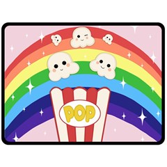 Cute Kawaii Popcorn Fleece Blanket (large)  by Valentinaart