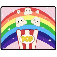 Cute Kawaii Popcorn Fleece Blanket (medium)  by Valentinaart