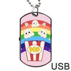 Cute Kawaii Popcorn Dog Tag Usb Flash (two Sides) by Valentinaart