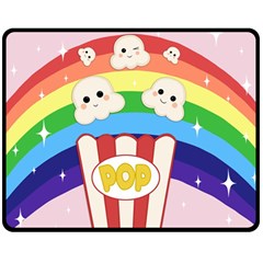 Cute Kawaii Popcorn Double Sided Fleece Blanket (medium)  by Valentinaart