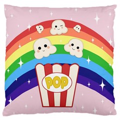 Cute Kawaii Popcorn Large Flano Cushion Case (two Sides) by Valentinaart