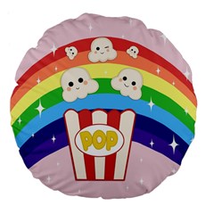 Cute Kawaii Popcorn Large 18  Premium Flano Round Cushions by Valentinaart