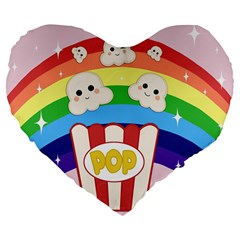 Cute Kawaii Popcorn Large 19  Premium Flano Heart Shape Cushions