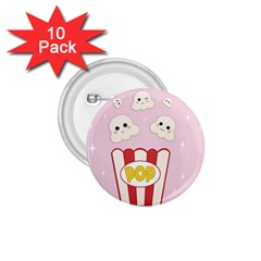 Cute Kawaii Popcorn 1 75  Buttons (10 Pack) by Valentinaart