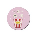 Cute Kawaii Popcorn Rubber Round Coaster (4 pack)  Front