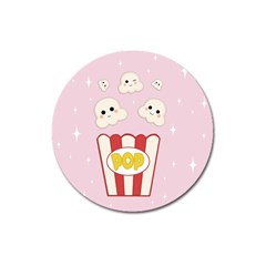 Cute Kawaii Popcorn Magnet 3  (round) by Valentinaart