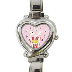 Cute Kawaii Popcorn Heart Italian Charm Watch by Valentinaart