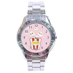 Cute Kawaii Popcorn Stainless Steel Analogue Watch by Valentinaart