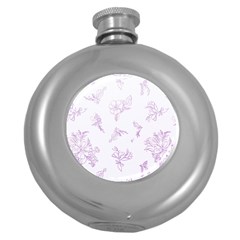 Beautiful,violet,floral,shabby Chic,pattern Round Hip Flask (5 Oz) by NouveauDesign