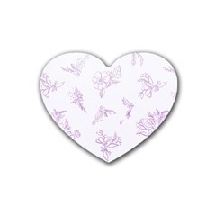 Beautiful,violet,floral,shabby Chic,pattern Heart Coaster (4 Pack)  by NouveauDesign