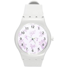 Beautiful,violet,floral,shabby Chic,pattern Round Plastic Sport Watch (m) by NouveauDesign