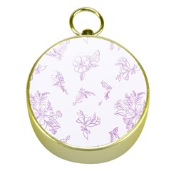 Beautiful,violet,floral,shabby Chic,pattern Gold Compasses by NouveauDesign