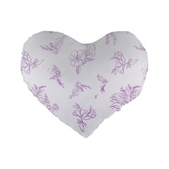 Beautiful,violet,floral,shabby Chic,pattern Standard 16  Premium Flano Heart Shape Cushions by NouveauDesign