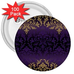 Art Nouveau,vintage,damask,gold,purple,antique,beautiful 3  Buttons (100 Pack)  by NouveauDesign