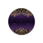 art nouveau,vintage,damask,gold,purple,antique,beautiful Rubber Coaster (Round)  Front