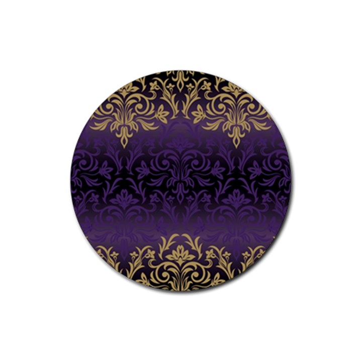 art nouveau,vintage,damask,gold,purple,antique,beautiful Rubber Coaster (Round) 