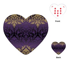 Art Nouveau,vintage,damask,gold,purple,antique,beautiful Playing Cards (heart)  by NouveauDesign